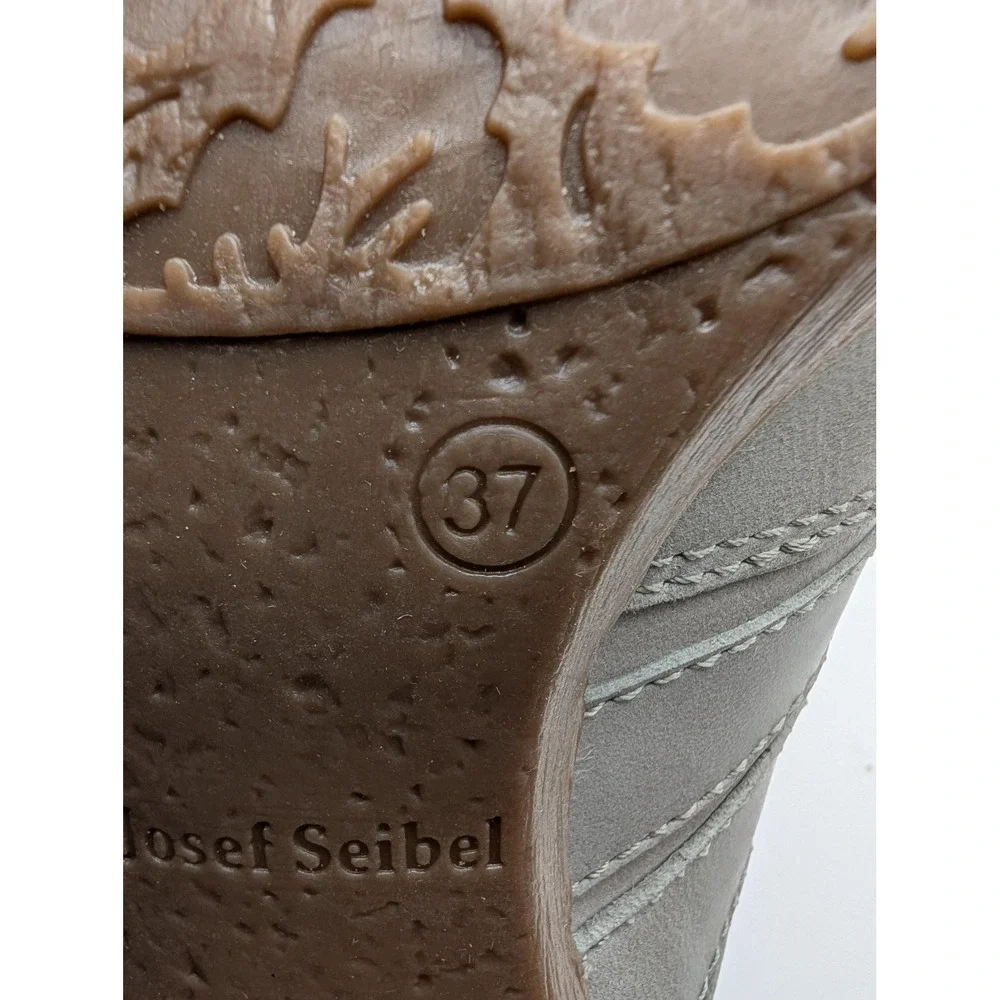Josef Seibel Booties Womens‎ Size 6.5 Gray Leather Cutout Ankle Zip Heel 87901